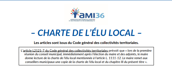 Charte de l&rsquo;élu – Document à transmettre à l&rsquo;ensemble du conseil municipal